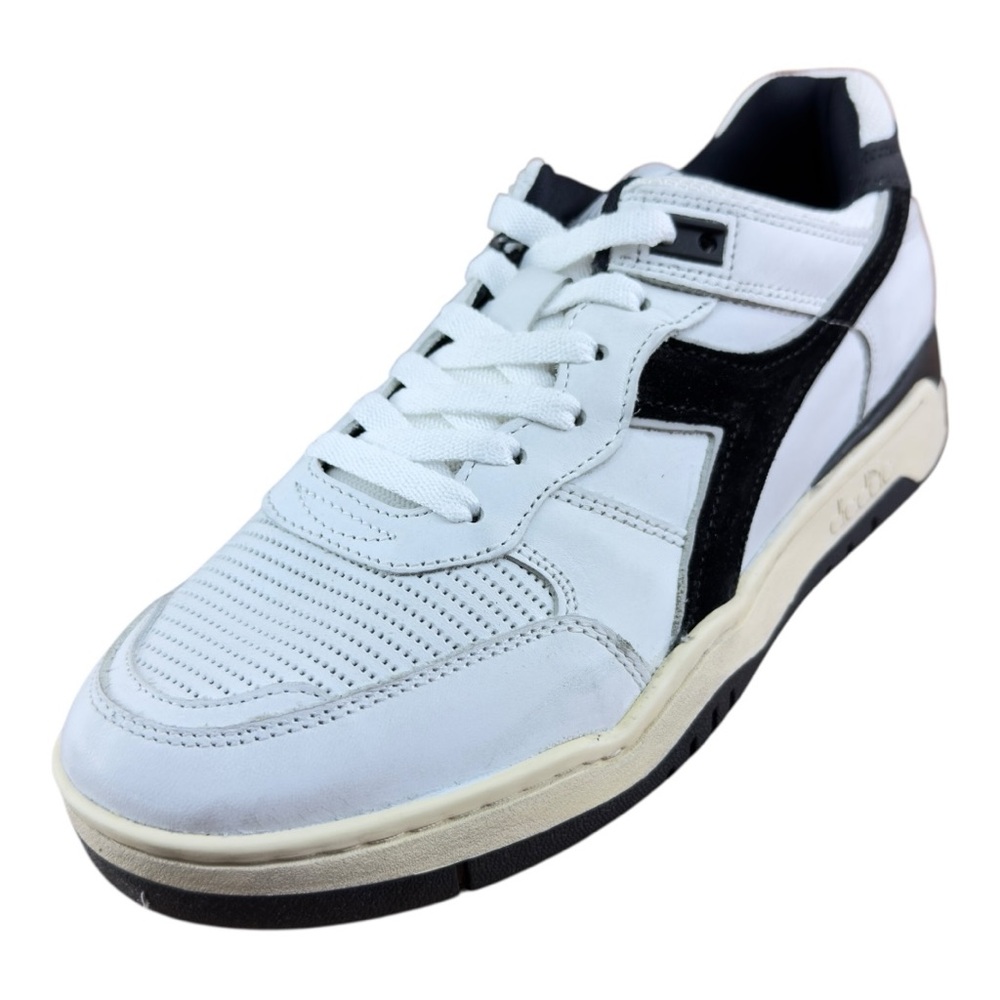 Diadora men Heritage Mi Frame Used 'White Black' Leather Sneakers
